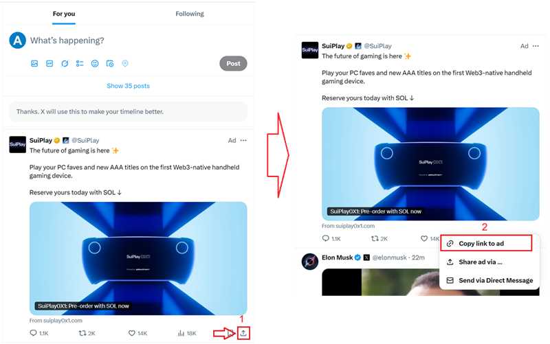 cách lấy link bài viết Twitter